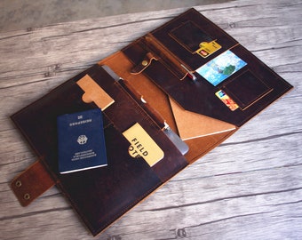 Personalized Leather Portfolio, Mens Leather Padfolio, Leather Folder Folder, Notebook Pouch for Women, Document Holder Travel Gifts