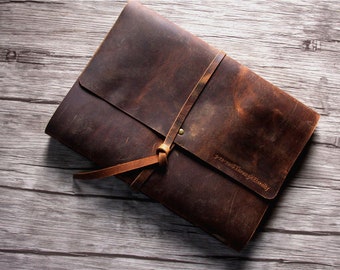 Personalised Fair Trade Small Distressed Leather Photo Album Wedding Album  or Guestbook Acid-free Recycled Khadda Paper 