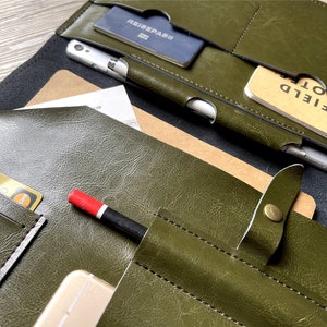 Carpeta de cartera de cuero personalizada, estuche de padfolio para hombres, organizador de cuero, portadocumentos, regalo de viaje para mujeres