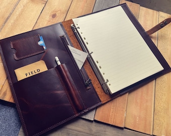 Personalized Leather Journal Large Leather Refillable Notebook Binder Lined Or Blank Paper A5, B5, A4 Sketchbook For Men / Women Portfolio
