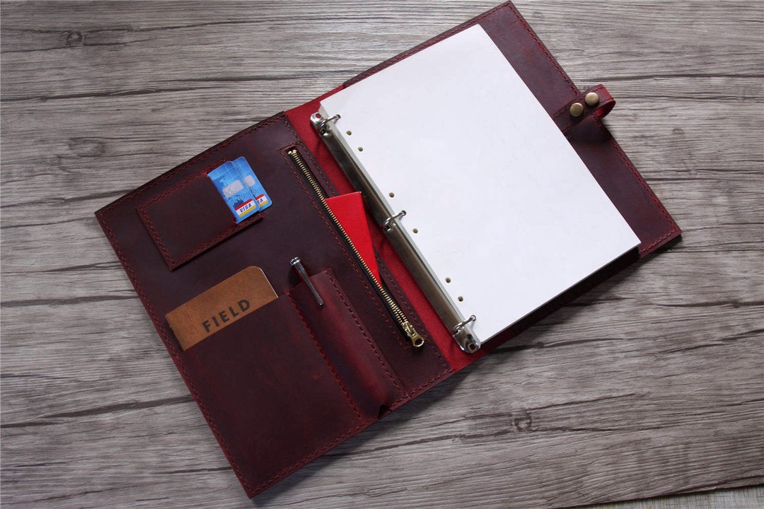Personalized Leather Binder Portfolio, Mens Leather Portfolio, Leather Folder Folder, Notebook