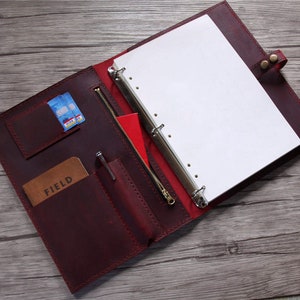 Personalized Leather Binder Portfolio, Mens Leather Portfolio, Leather Folder Folder, Notebook Cover Pouch, Document Holder Travel Gifts