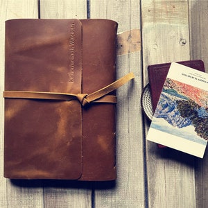 Leder-Tagebuch Personalisiertes Leder gebundenes Notizbuch liniertes oder leeres Papier A5, B5, A4 Skizzenbuch für Männer / Frauen