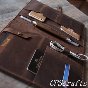 Personalized Leather Portfolio, Mens Leather Padfolio, Leather Folder Folder, Notebook Pouch for Women, Document Holder Travel Gifts