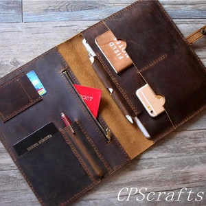 Personalized Leather Portfolio, A4 Mens Leather Padfolio Binder 3 Ring,  Leather Folder Organizer, A5 Notebook Cover, Travel Document Holder