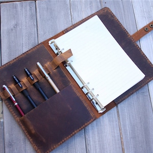 Personalized Leather Binders, Mens A5 Leather Portfolio, Leather Folder Folder, Notebook Cover Pouch, Document Holder Travel Gifts