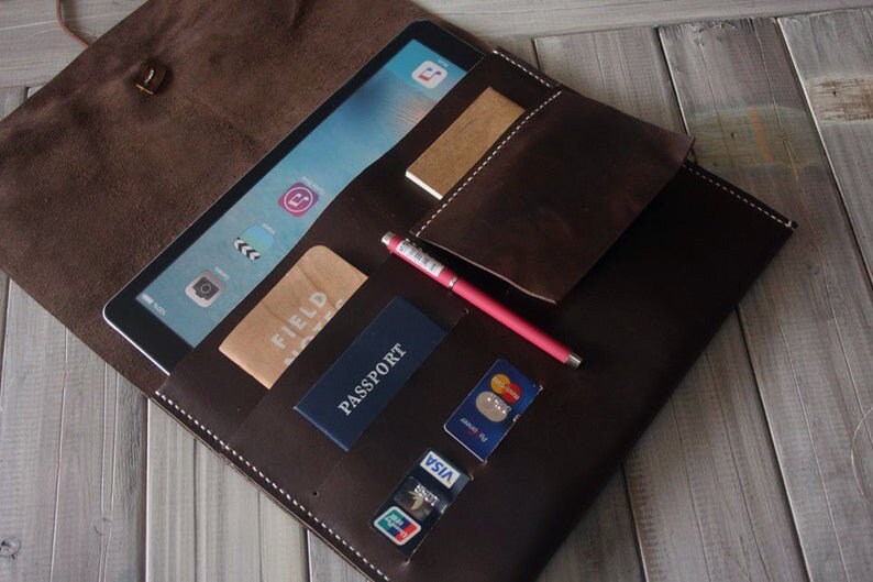 Leather 10.5 inch iPad Pro Covers 9.7 Portfolio Case with Pencil Holder Personalized iPad Air Case 10.2 11 iPad 12.9 Pro Leather Case