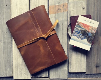 Personalized Leather Journal Large Vintage Leather Bound Notebook Lined Or Blank Paper A5, B5, A4 Sketchbook For Men / Women Bound Book