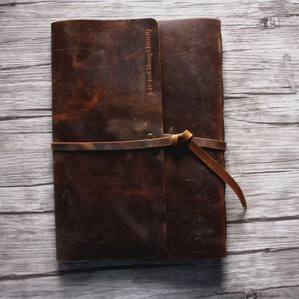 Leather Journal Personalized Large Leather Bound Notebook Cover Lined Or Blank Paper A5, B5, A4 Sketchbook For Men / Women Bound Journal