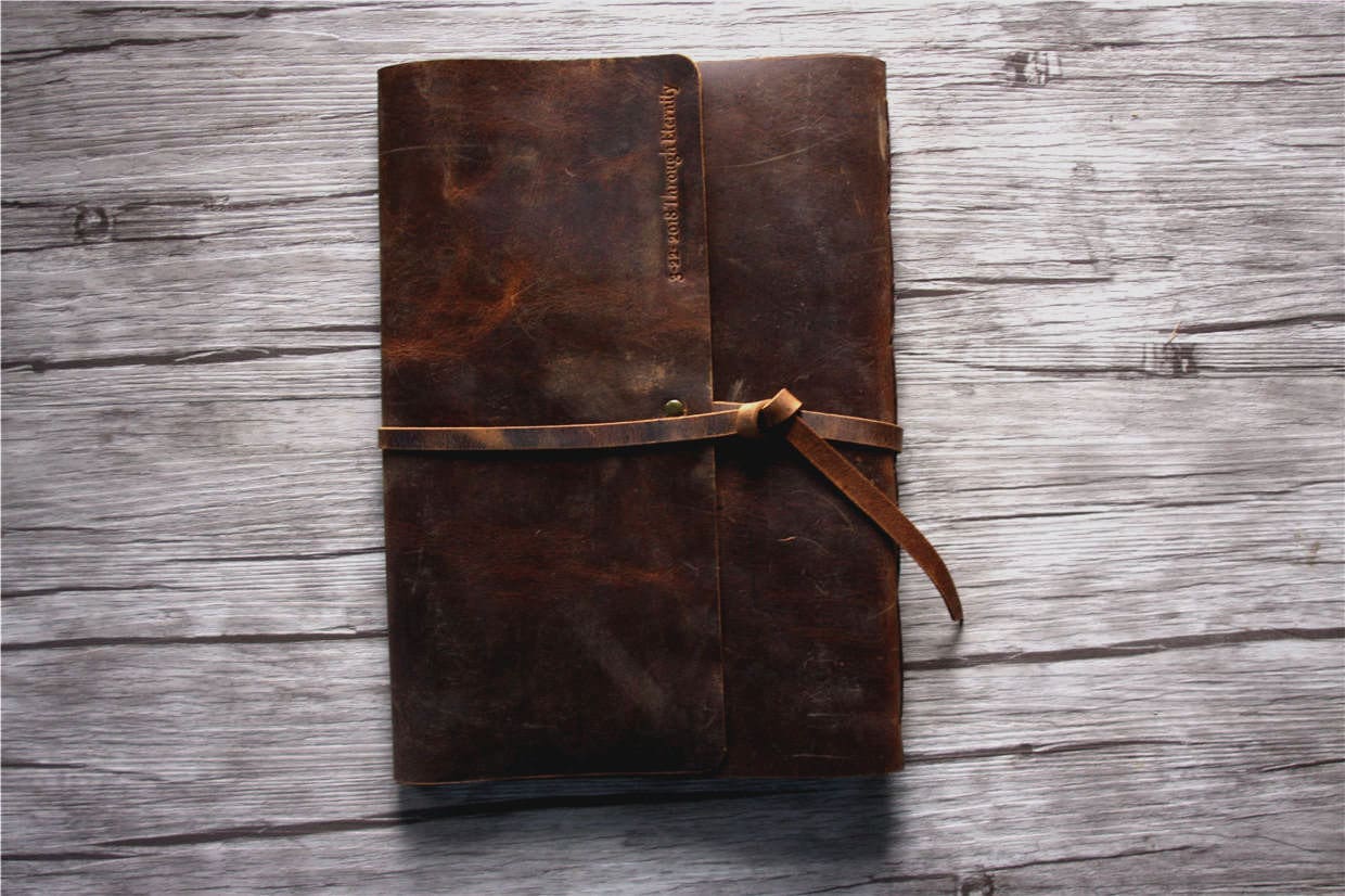 Leather Journal Personalized Large Leather Bound Notebook Cover Lined Or Blank Paper A5, B5, A4 Sketchbook For Men / Women Bound Journal