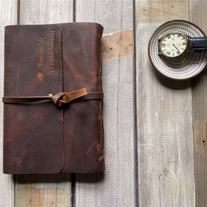 Leder-Tagebuch Personalisiertes Leder gebundenes Notizbuch liniertes oder leeres Papier A5, B5, A4 Skizzenbuch für Männer / Frauen