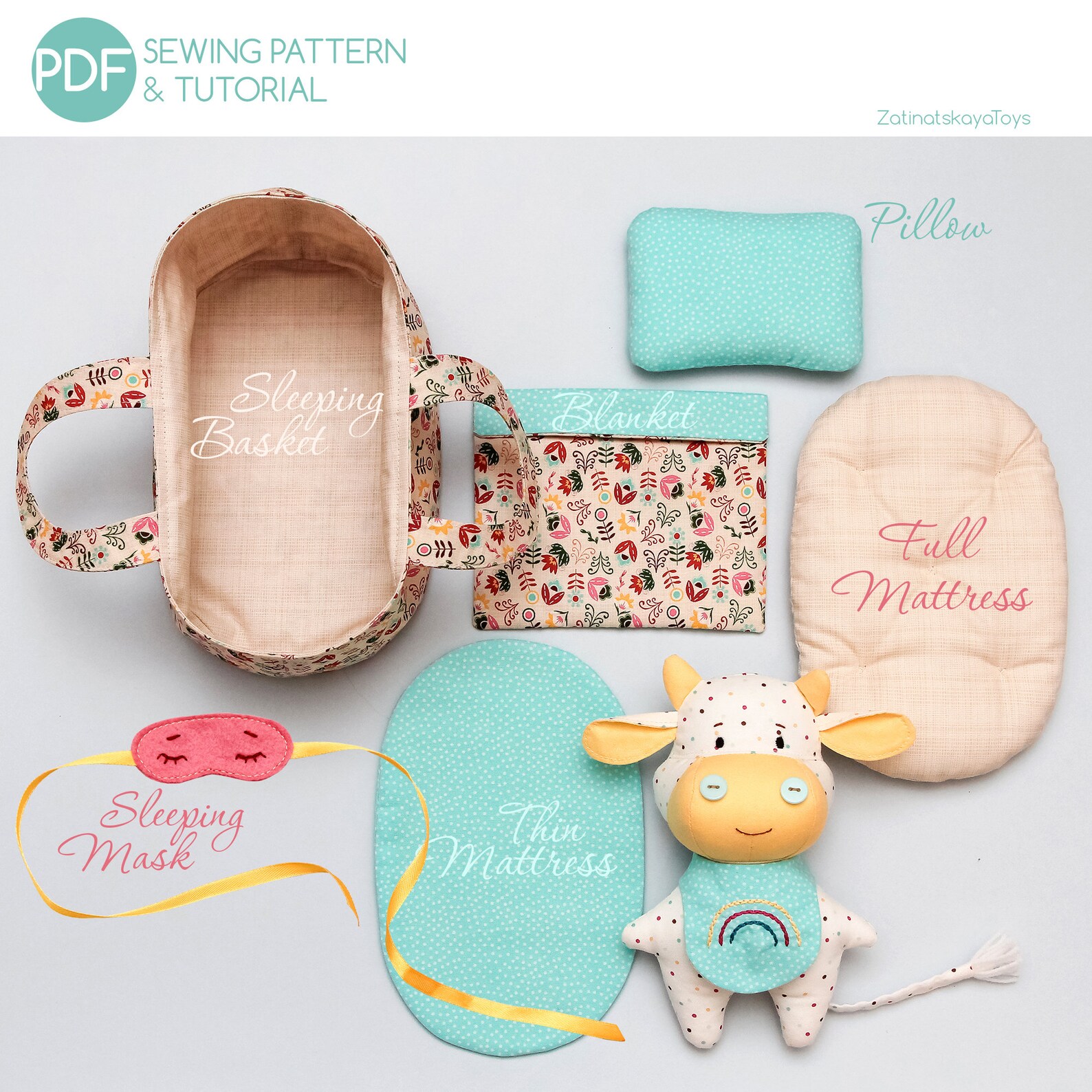 Moses basket for Baby doll sewing pattern PDF Mini bag Etsy