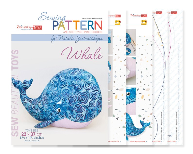 Whale plush sewing pattern PDF Etsy
