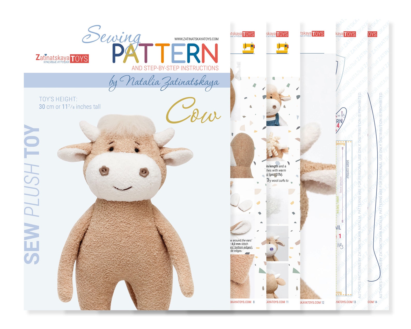 Christmas cow plush sewing pattern PDF 3 cute stuffed toys Etsy