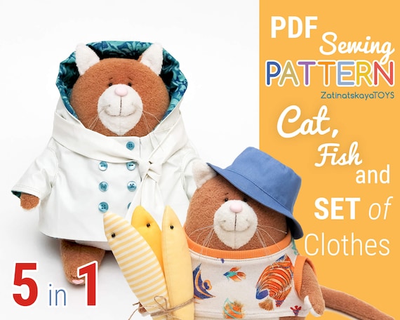 Cat sewing pattern - Plush cat stuffed animal PDF