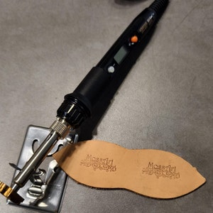 Customized Brass Stamp and Digtial Display Temperature Adjustable 80W heating Iron embosser for leather, wood, paper Logo