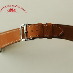 Single or Double Loop Leather Apple Watch Band, deep Brown leather watch strap, 4 Buckle and 8 lug colors option