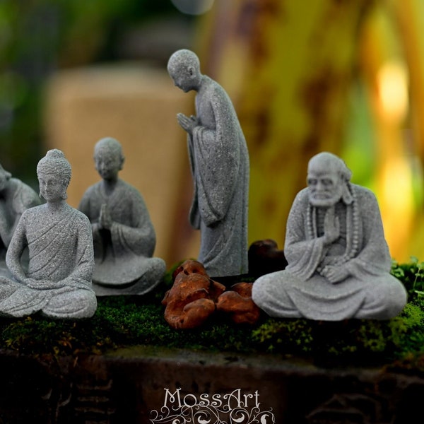 Buddhist statues: Zen Ornaments for Fairy Garden, Miniature, Micro Landscape, terrarium, aquarium