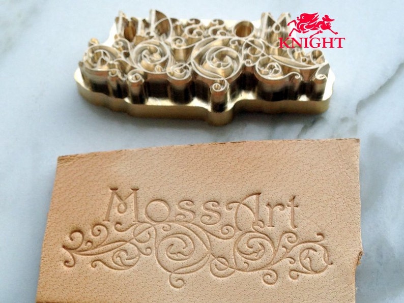 Customized Brass Stamp for Vegetable tanned leather hammer press embossing, wax sealing, without screw hole at stamp back image 3