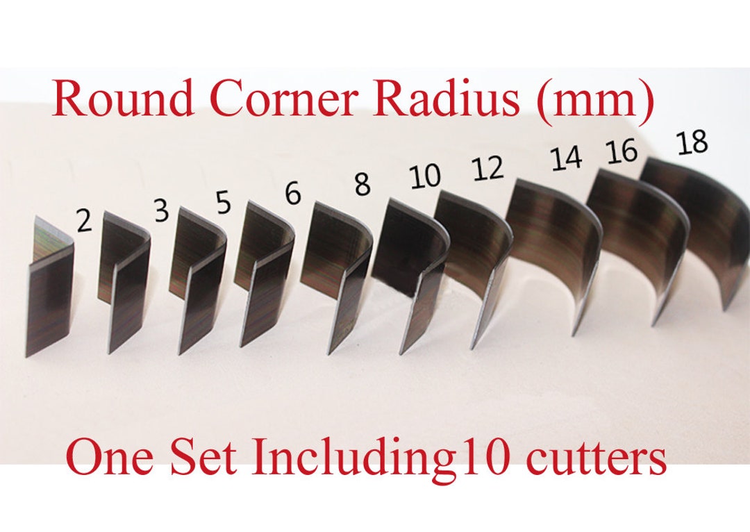Round Corner Cutter for Leather, Paper, Cloth, Etc. 1 Set of 10 Pieces