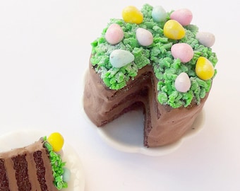 1:12 dollhouse miniature Easter cake / Easter decorated miniature cake / miniature Easter cake eggs / collectible miniature dollhouse food