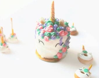 1:12 dollhouse miniature food unicorn cake / miniature dollhouse cake / dollhouse unicorn cake / miniature pastry / scale one inch food