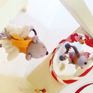 Valentin cartes de voeux avec souris Cupidon / lettre cadeau pour Saint-Valentin fait à la main / Saint-Valentine miniature boîte cadeau