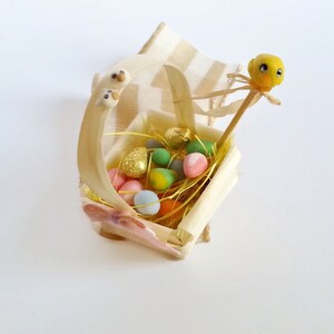 1:12 Dollhouse miniature Easter eggs basket / Easter miniature scale one inch / Dollhouse Miniature Easter decoration / Dollhouse Easter image 2
