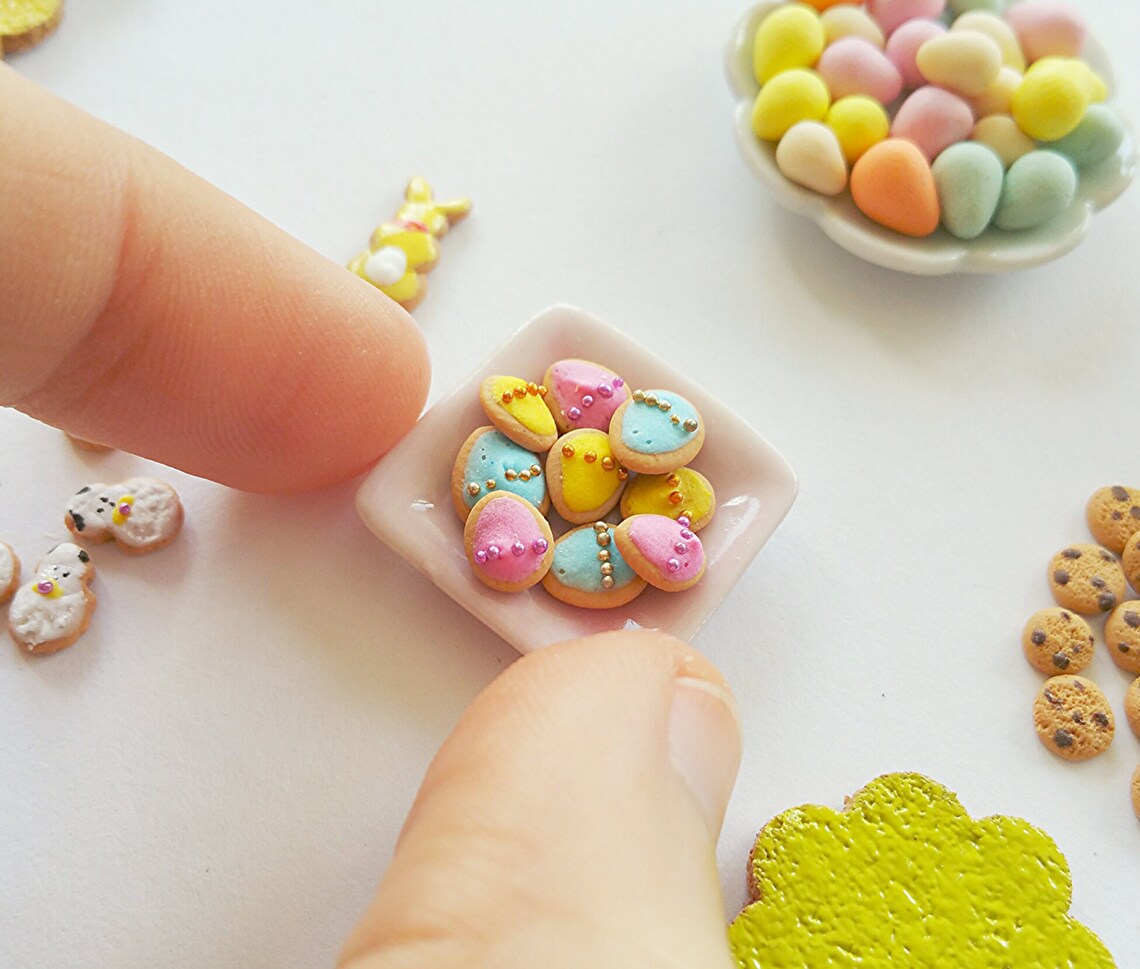 Dollhouse Miniature Easter Egg Cookies / Scale One Inch Easter Etsy