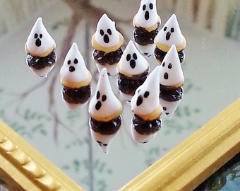 Halloween miniature meringue ghosts / Halloween pumpkin treat scale 1:12 / Dollhouse food scale one inch food / miniature fake food