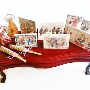 Miniatura biglietti di auguri di Natale / Cartoline di Natale casa delle bambole / decorazione di natale iscala 1:12 / Decorazione bambole