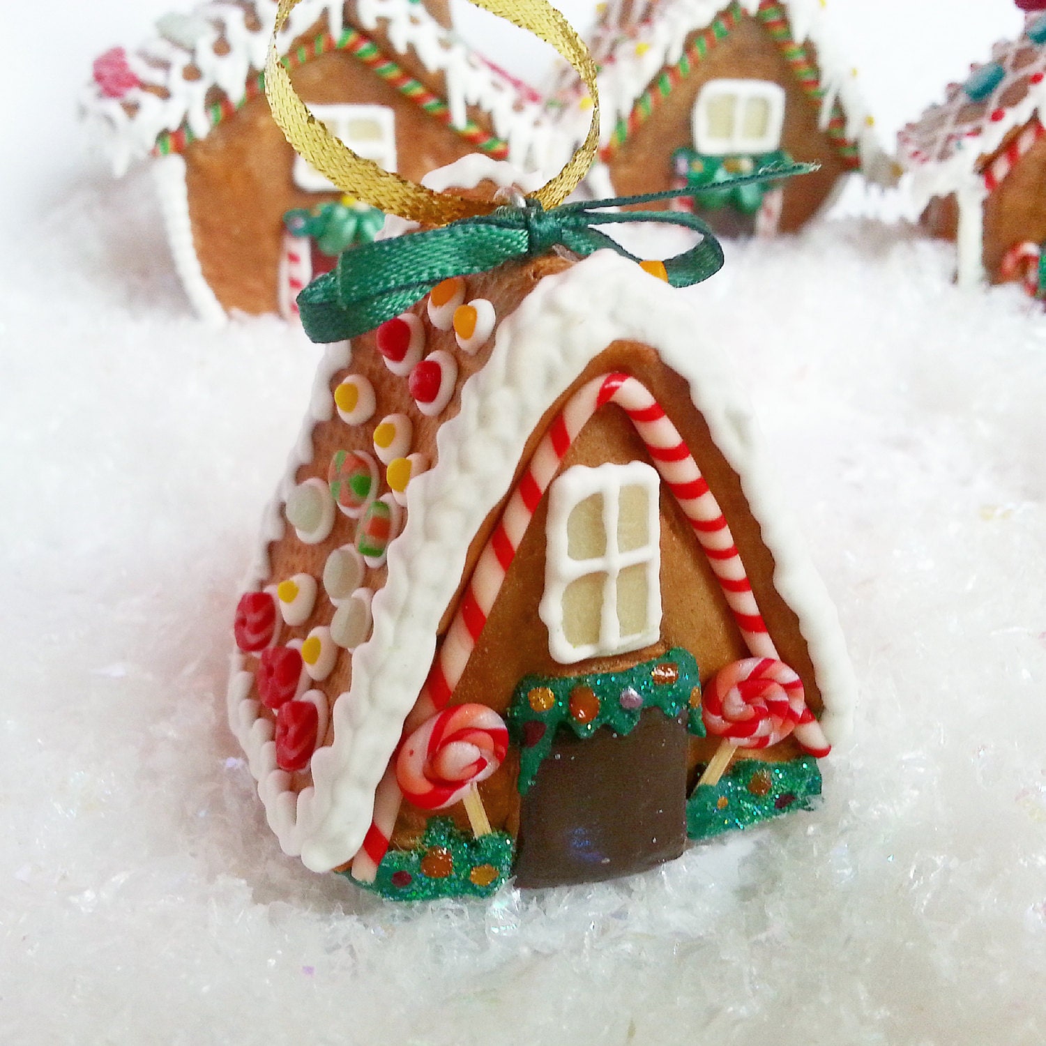 Miniature gingerbread house Christmas ornament / Christmas tree ornament /  OOAK Christmas ornament gingerbread house  / Miniature Christmas