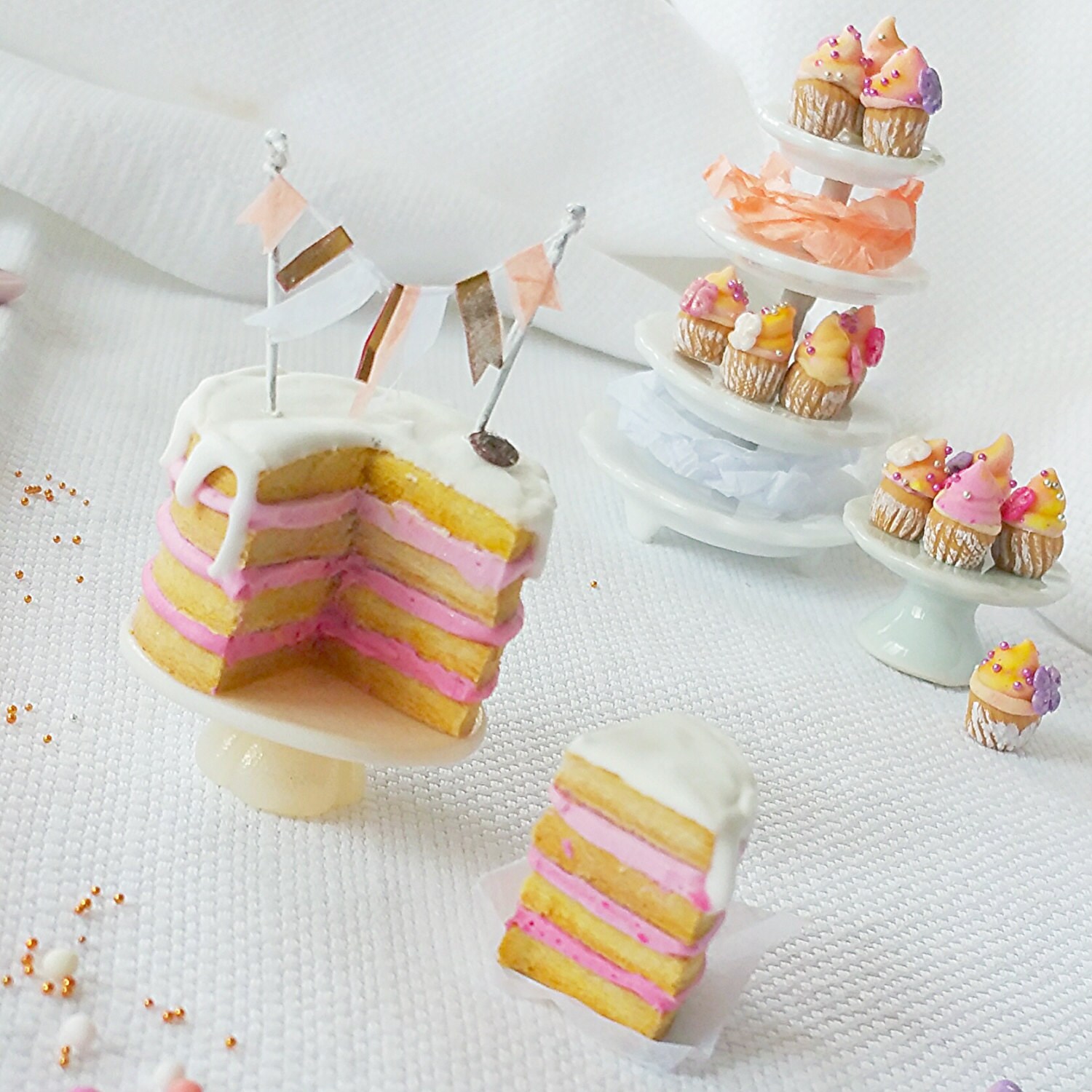 Dollhouse Miniature Birthday Celebration Cake Scale 112 / Etsy UK