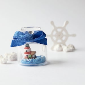 1:12 dollhouse miniature scene lighthouse in jar / scale one inch dollhouse lighthouse miniature /  Miniature sea snowball scene