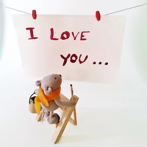 Valentin cartes de voeux avec souris / cadeau pour Saint-Valentin fait à la main / Saint-Valentine miniature souris cadeau / cadeau Valentin