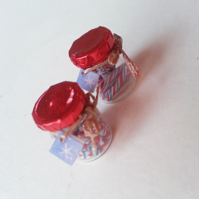 1:12 dollhouse Christmas miniature candy jar / scale one inch dollhouse miniatures / miniature sweets / Christmas dollhouse miniatures image 5