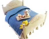 Bed miniature furniture / dollhouse bedroom / shabby chic miniature bedroom / 1:12 scale bedroom / furniture roombox / scale one inch bed