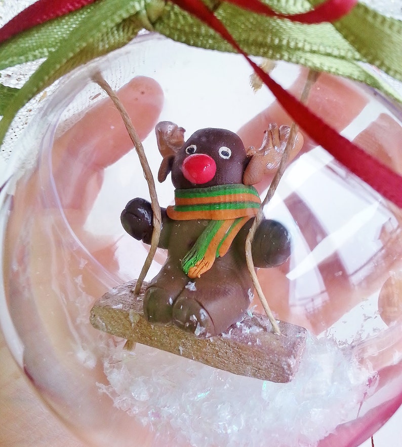 Reindeer Christmas ornament / Christmas tree ornament / Reindeer stocking OOAK Christmas ornament / Miniature reindeer Christmas decoration image 5