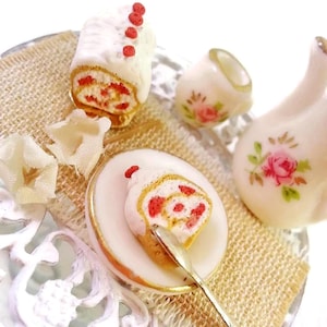 Rollito de comida en miniatura escala 1:12 / Dulces y pasteles en miniatura / Pasteles en miniatura escala 1/12 / Decoración para casas de muñecas