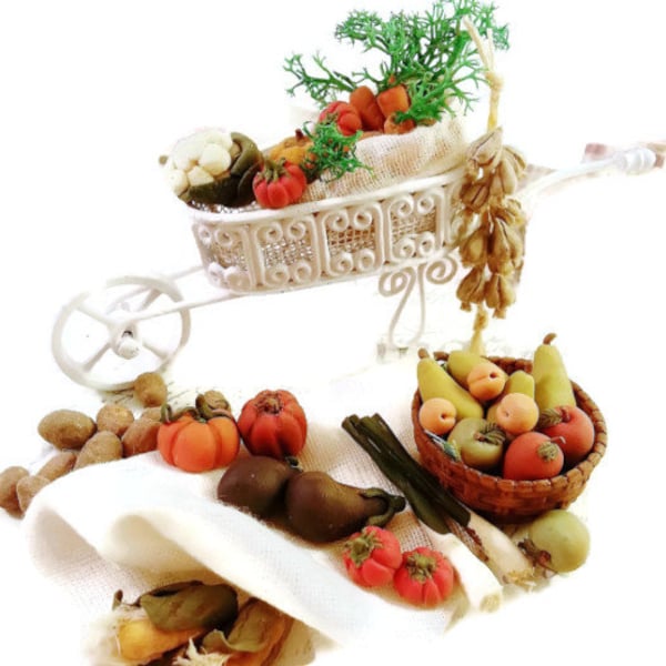 Fruits et légumes en miniatures 40 pièces / miniatures alimentaire échelle 1 12 / maisons de poupées miniatures / Roombox / échelle 1:12