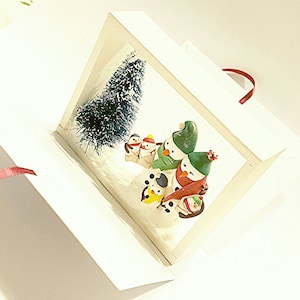 Valentin cartes de voeux Noel / lettre cadeau pour Noel fait à la main / portrait de famille boîte cadeau