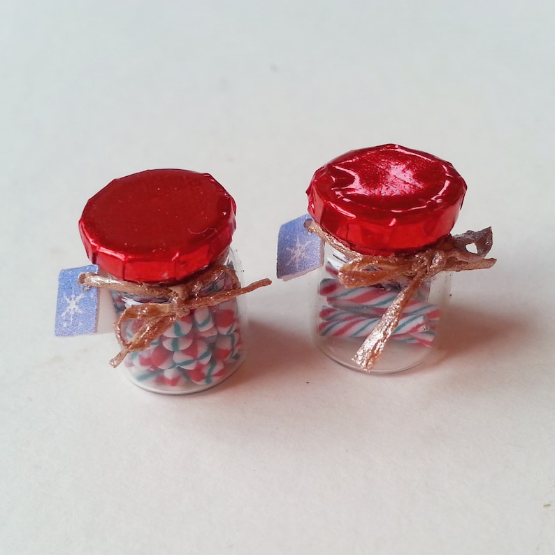 1:12 dollhouse Christmas miniature candy jar / scale one inch dollhouse miniatures / miniature sweets / Christmas dollhouse miniatures image 4