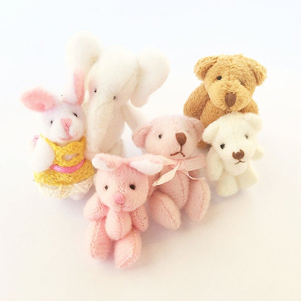 Miniature dollhouse teddy bear toy / 1:12 dollhouse miniature teddy bear / collectible miniature toys rabbit / scale one inch plush bunny