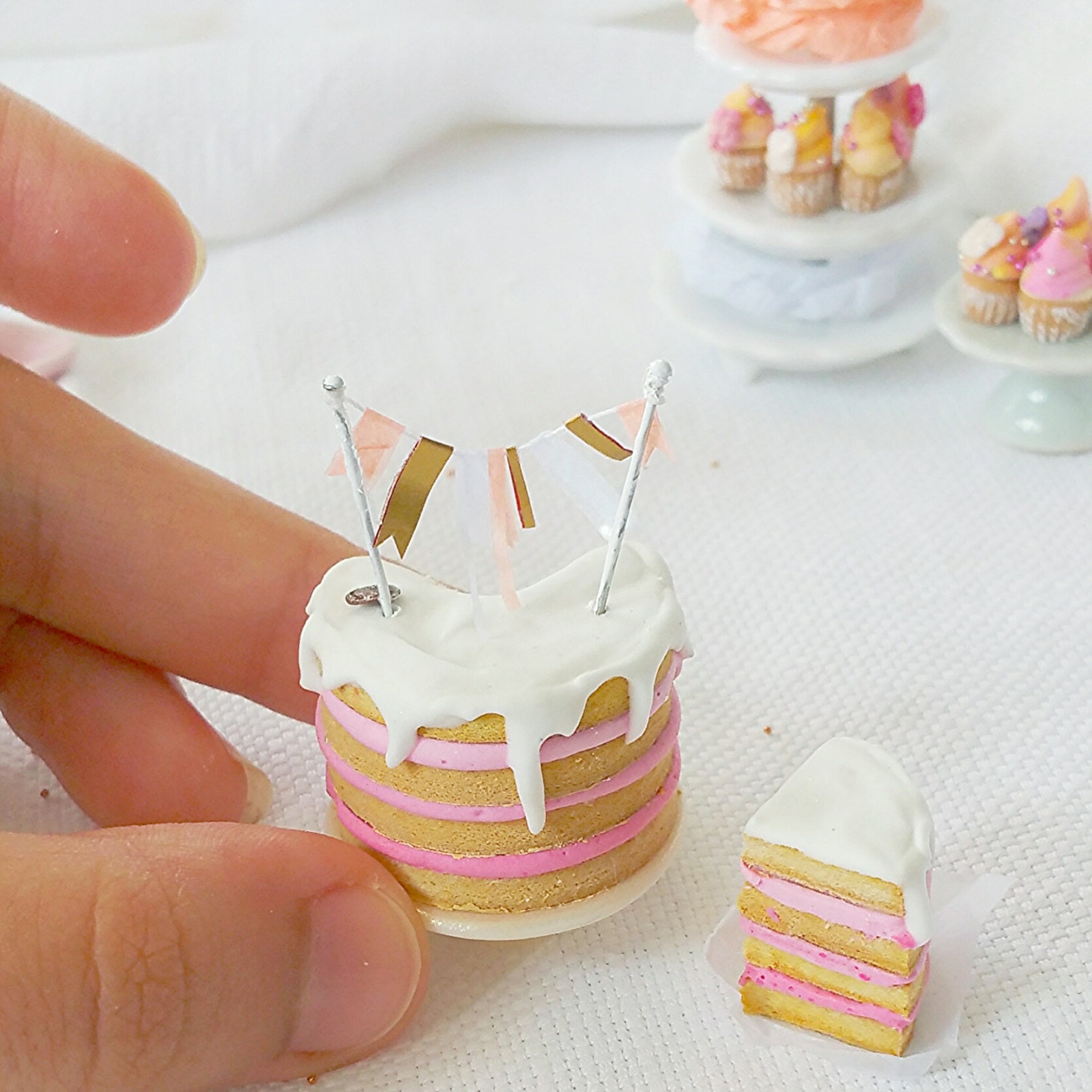 Dollhouse Miniature Birthday Celebration Cake Scale 112 / Etsy UK