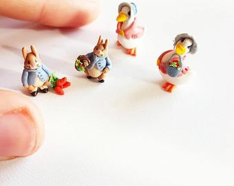 Miniatur Beatrix Potter Figuren / Miniatur Jemima Duck / Miniatur Peter Rabbit / Puppenhausminiatur / Miniaturspielzeug