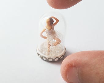 1:12 dollhouse miniature scene ballerina in jar / scale one inch dollhouse miniature ballerina /  Miniature ballerina scene glass dome