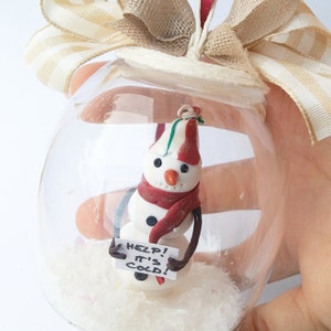 Snowman Christmas ornament / Christmas tree ornament / Snowman stocking / OOAK Christmas ornament / Miniature snowman Christmas decoration