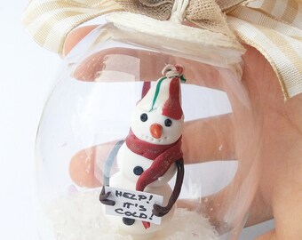Snowman Christmas ornament / Christmas tree ornament / Snowman stocking / OOAK Christmas ornament / Miniature snowman Christmas decoration
