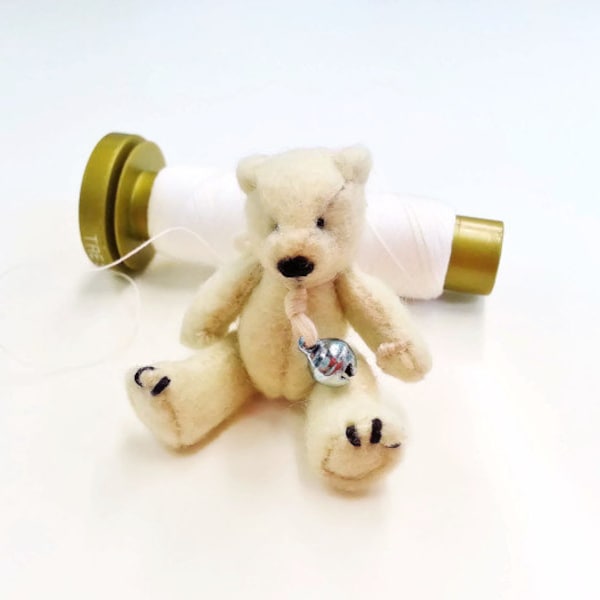 Miniature felted teddy bear / 1:12 dollhouse miniature teddy bear / collectible miniature toys / scale one inch artist OOAK teddybear