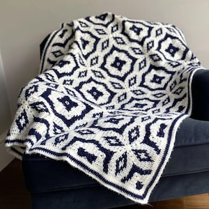 Diamond Tile Crochet Blanket Pattern PDF – Geometric Throw | Confident Beginner